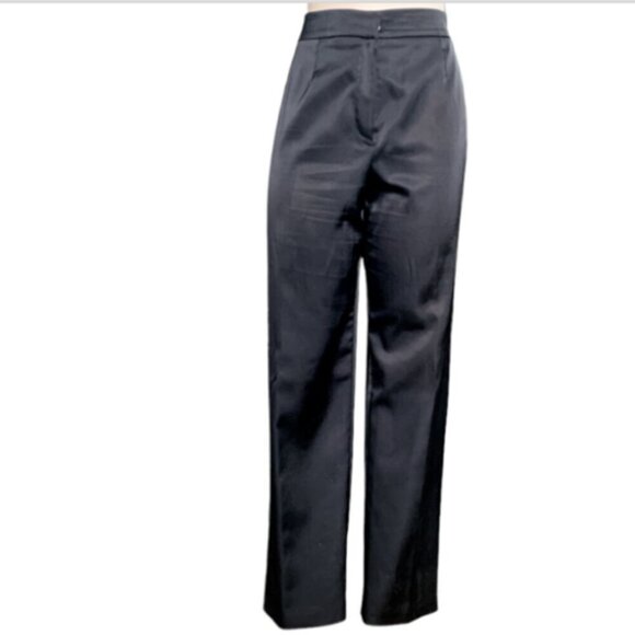 Apostrophe Stretch Satin High-Rise Flat Front Dress Pants Sz 12 Black 105G - Picture 4 of 9